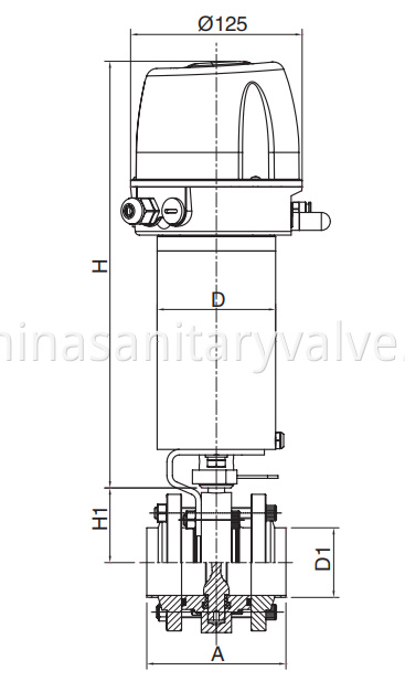 DIN Sanitary Intelligent Pneumatic 3PCS Butterfly Valve flanged